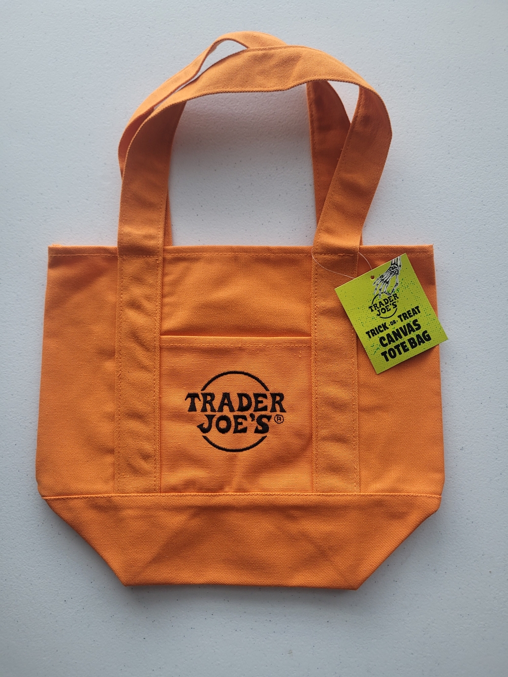 NWT Orange Trader Joe's Trick-or-Treat Canvas Mini Tote Bag